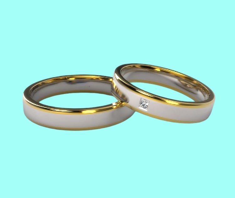 Verighete din aur de 14k alb si galben CRS 036